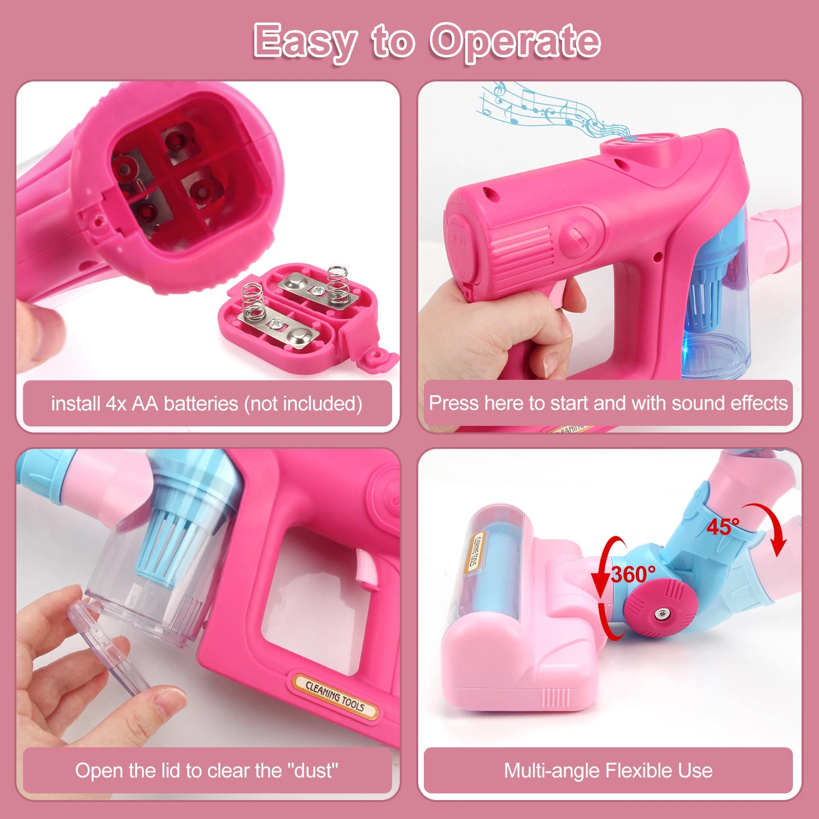Kids Mini Electric Vacuum Cleaner Toy with Light & Music