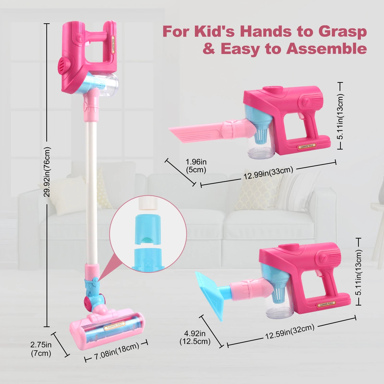 Kids Mini Electric Vacuum Cleaner Toy with Light & Music