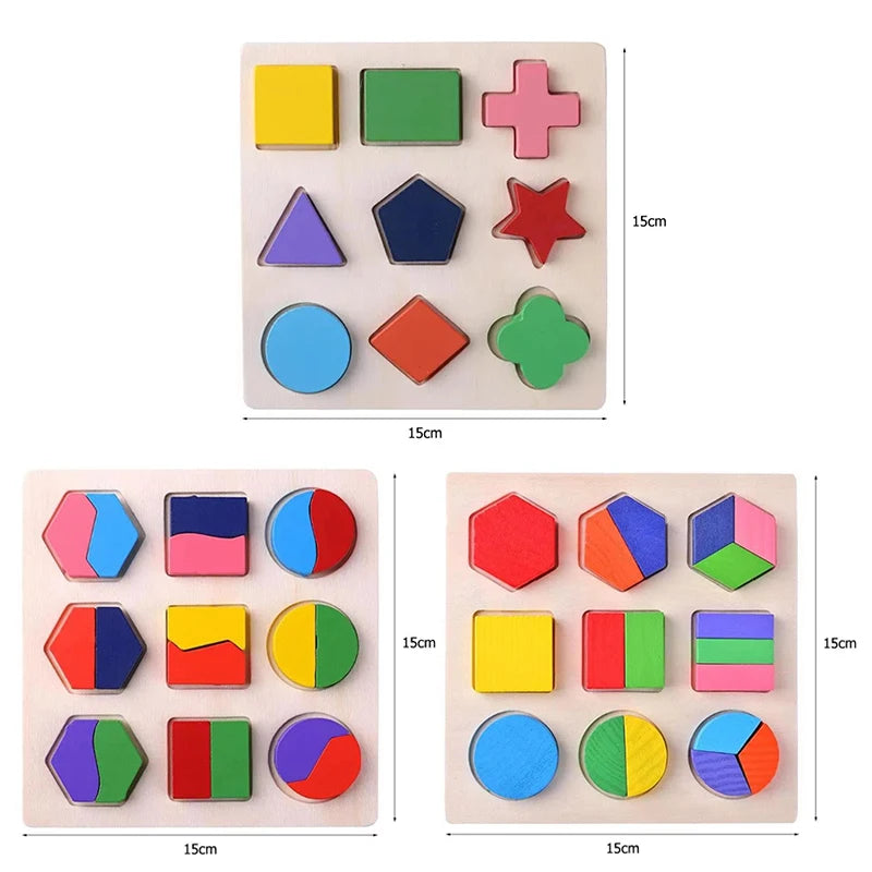 Wooden Geometric Sorting Puzzle Set