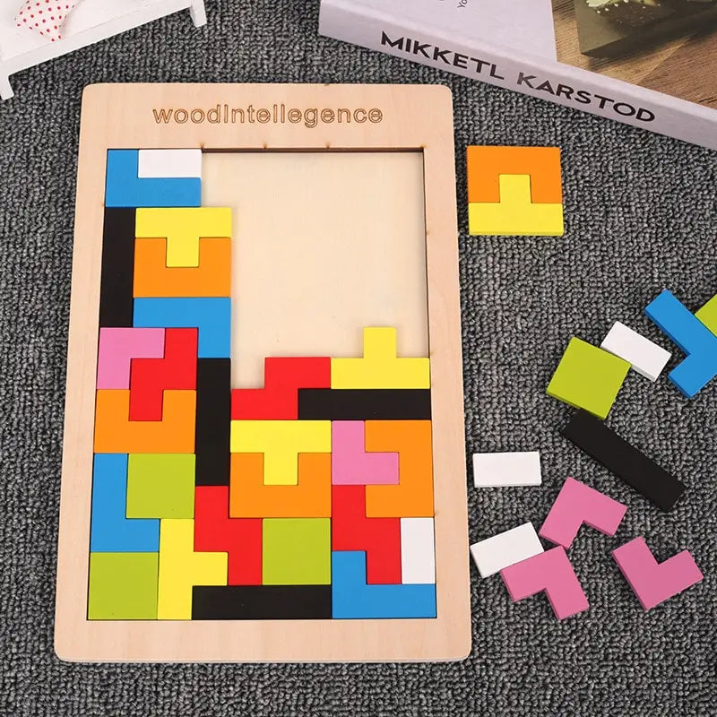 Colorful Wooden Tangram Puzzle Set for Kids